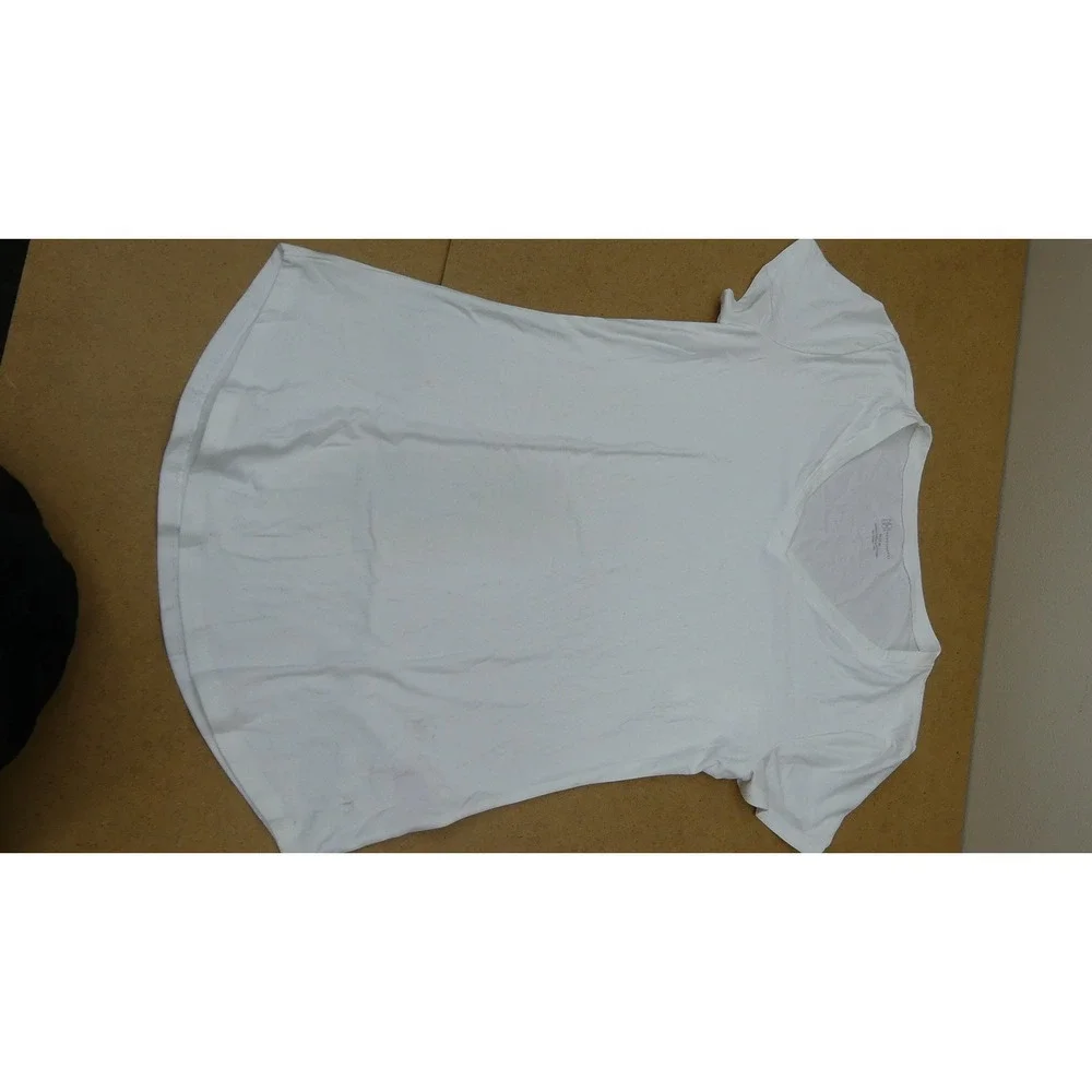No Boundaries V-Neck Tee Juniors Size M (7-9) White Brushed Jersey Basic